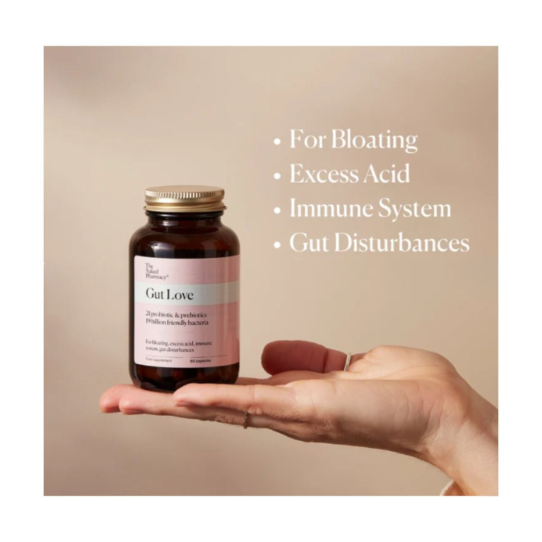 The Naked Pharmacy Gut Love Probiotic 60 Capsules product uses graphic