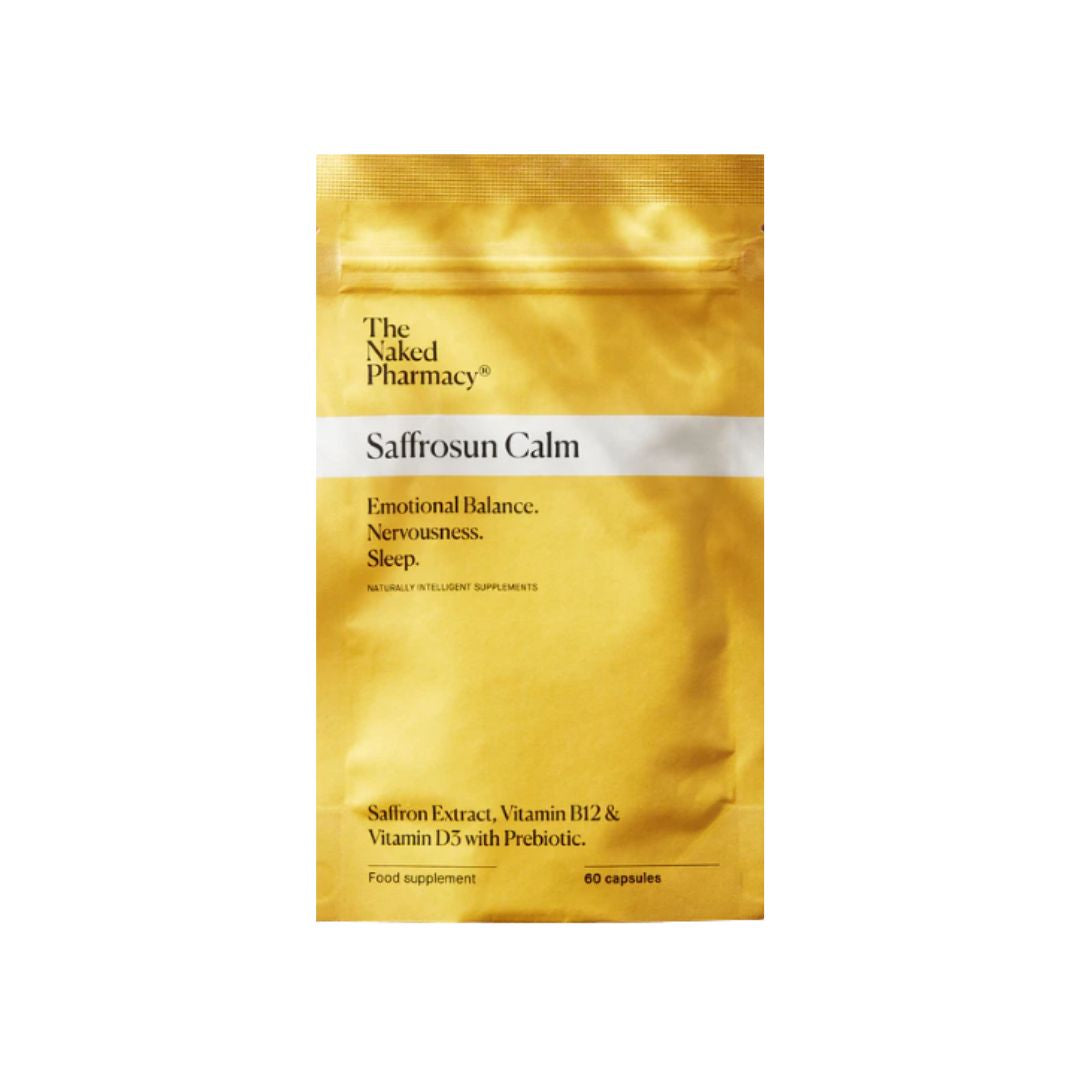 The Naked Pharmacy Saffrosun Calm sachet on a white background