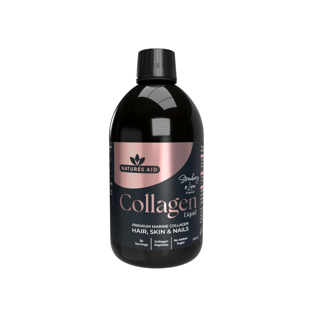 Natures Aid Collagen Liquid - Strawberry & Lime container on a white background