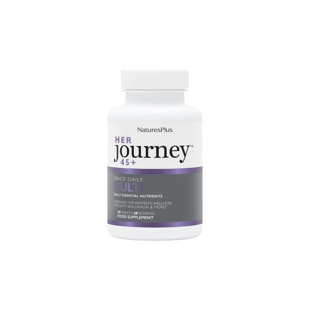 NaturesPlus Her Journey 45+ Multivitamin 30 Tablets packaging on a white background 