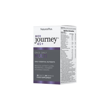 NaturesPlus Her Journey 45+ Multivitamin 30 Tablets box on a white background