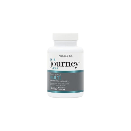 NaturesPlus His Journey 45+ Multivitamin 30 Tablets packaging on a white background