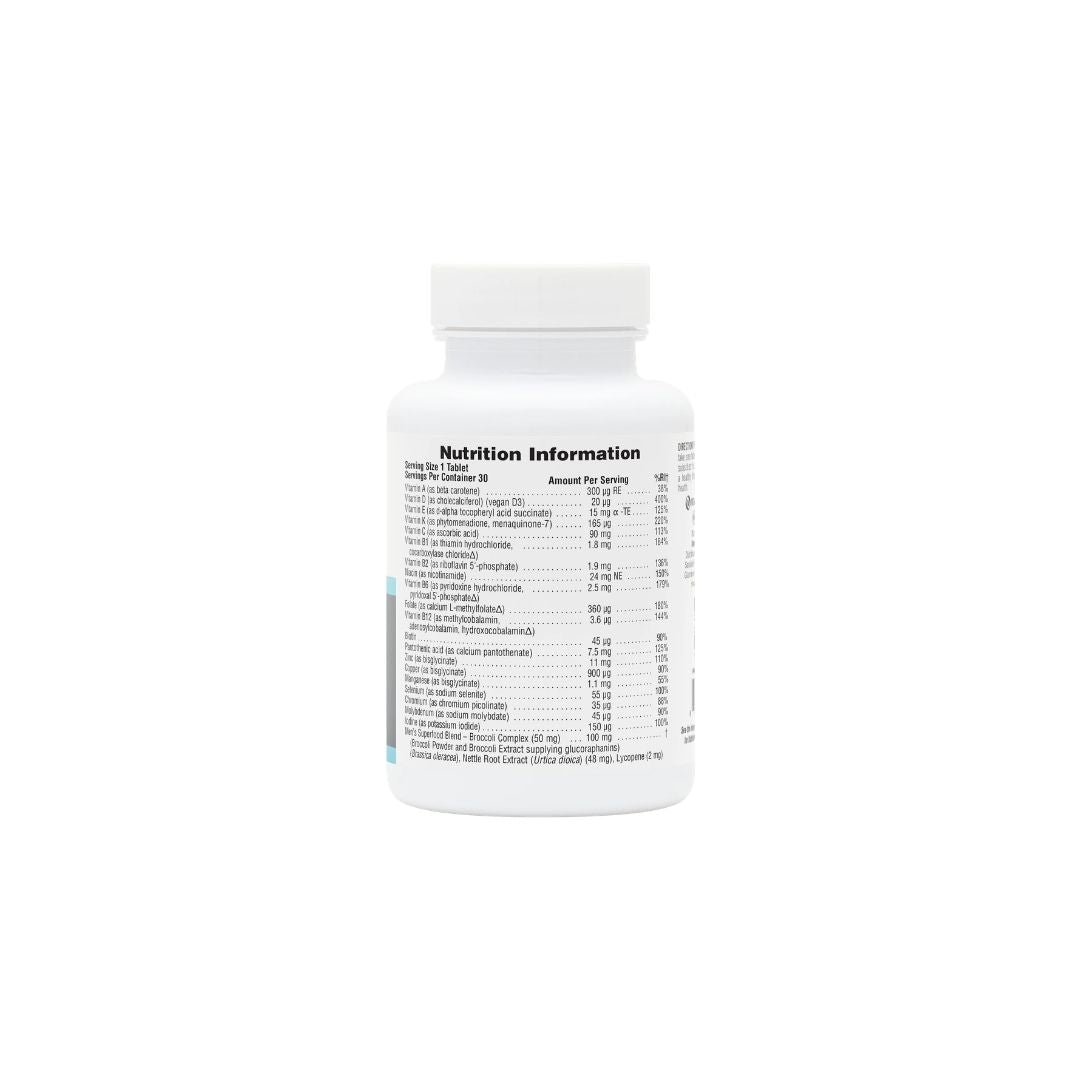 NaturesPlus His Journey 45+ Multivitamin 30 Tablets packaging rear angle on a white background