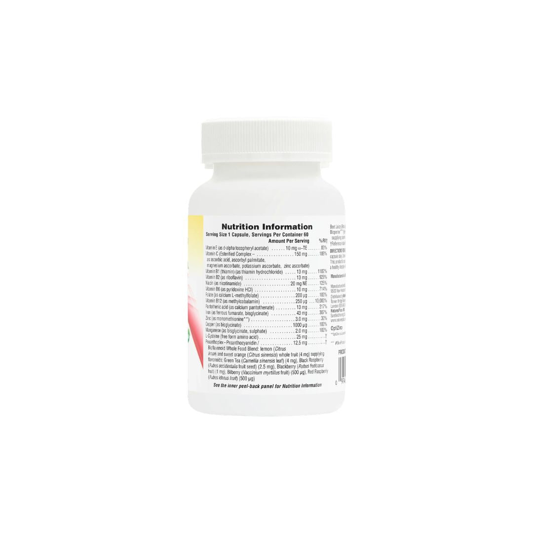NaturesPlus Hema-Plex Iron 60 Capsules container (side view) on a white background