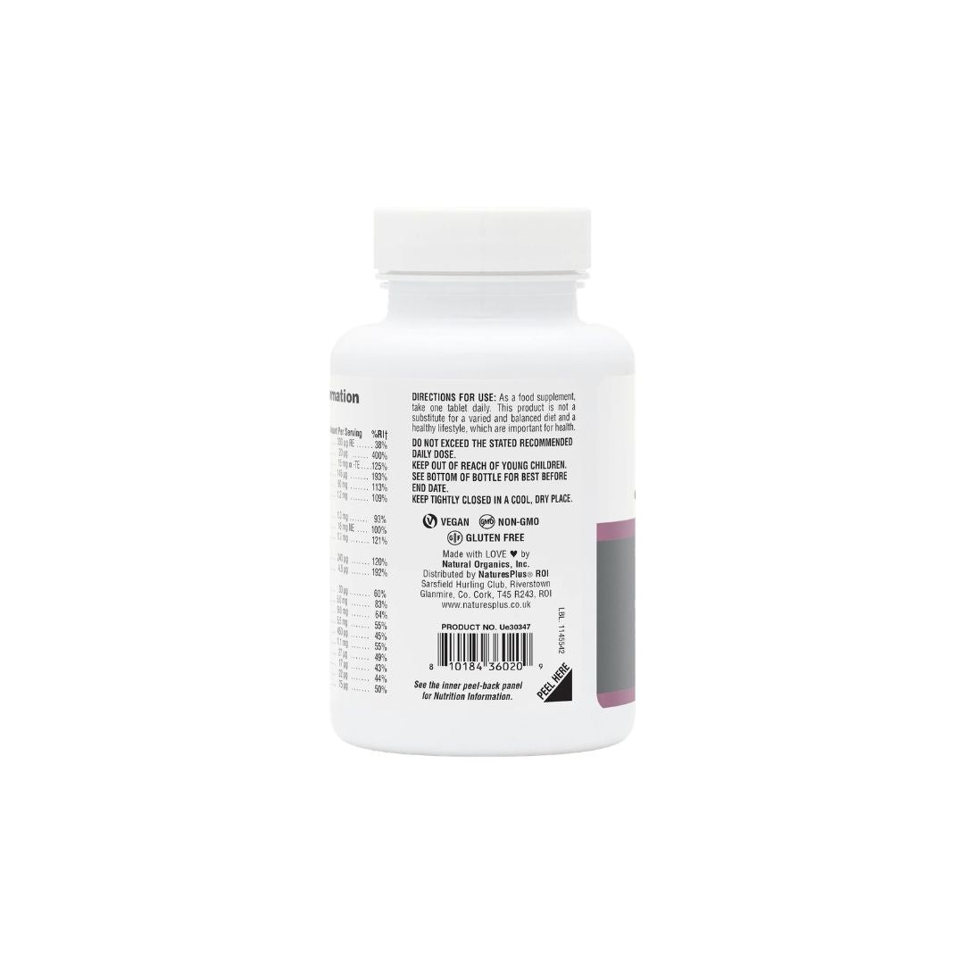 NaturesPlus Her Journey Teen Multivitamin 30 Tablets packaging (rear angle) on a white background