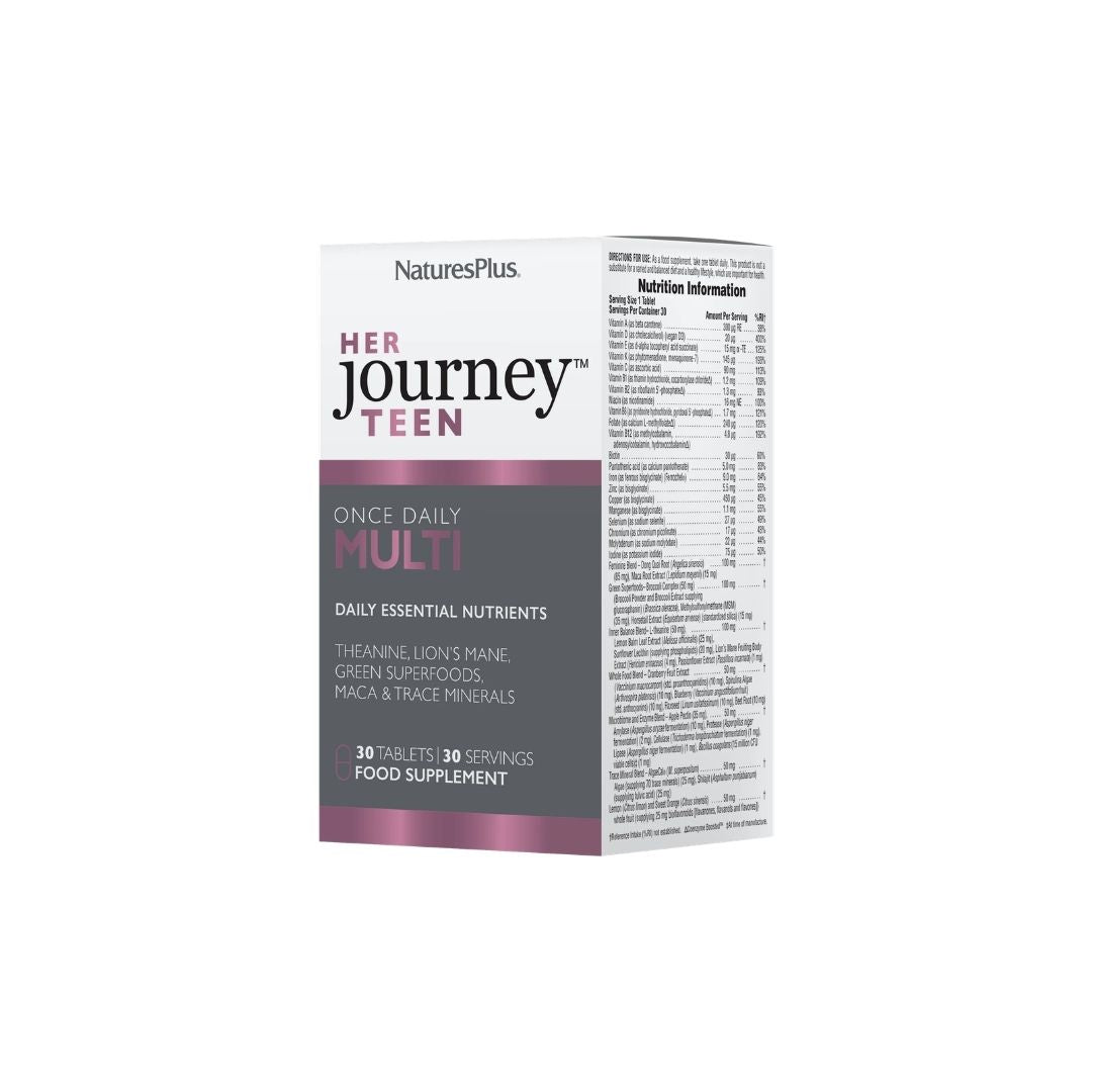 NaturesPlus Her Journey Teen Multivitamin 30 Tablets box on a white background