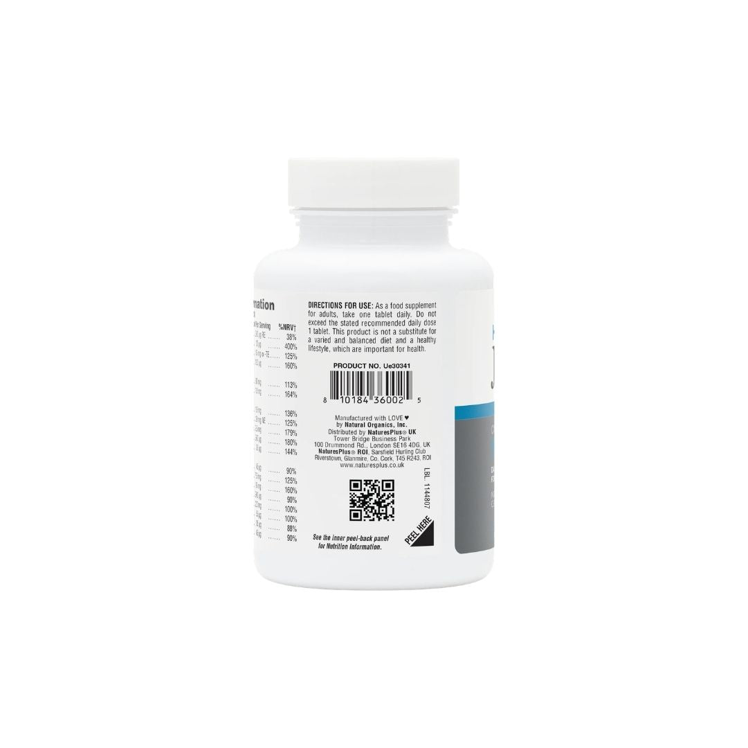 NaturesPlus His Journey Teen Multivitamin 30 Tablets packaging (rear angle) on a white background