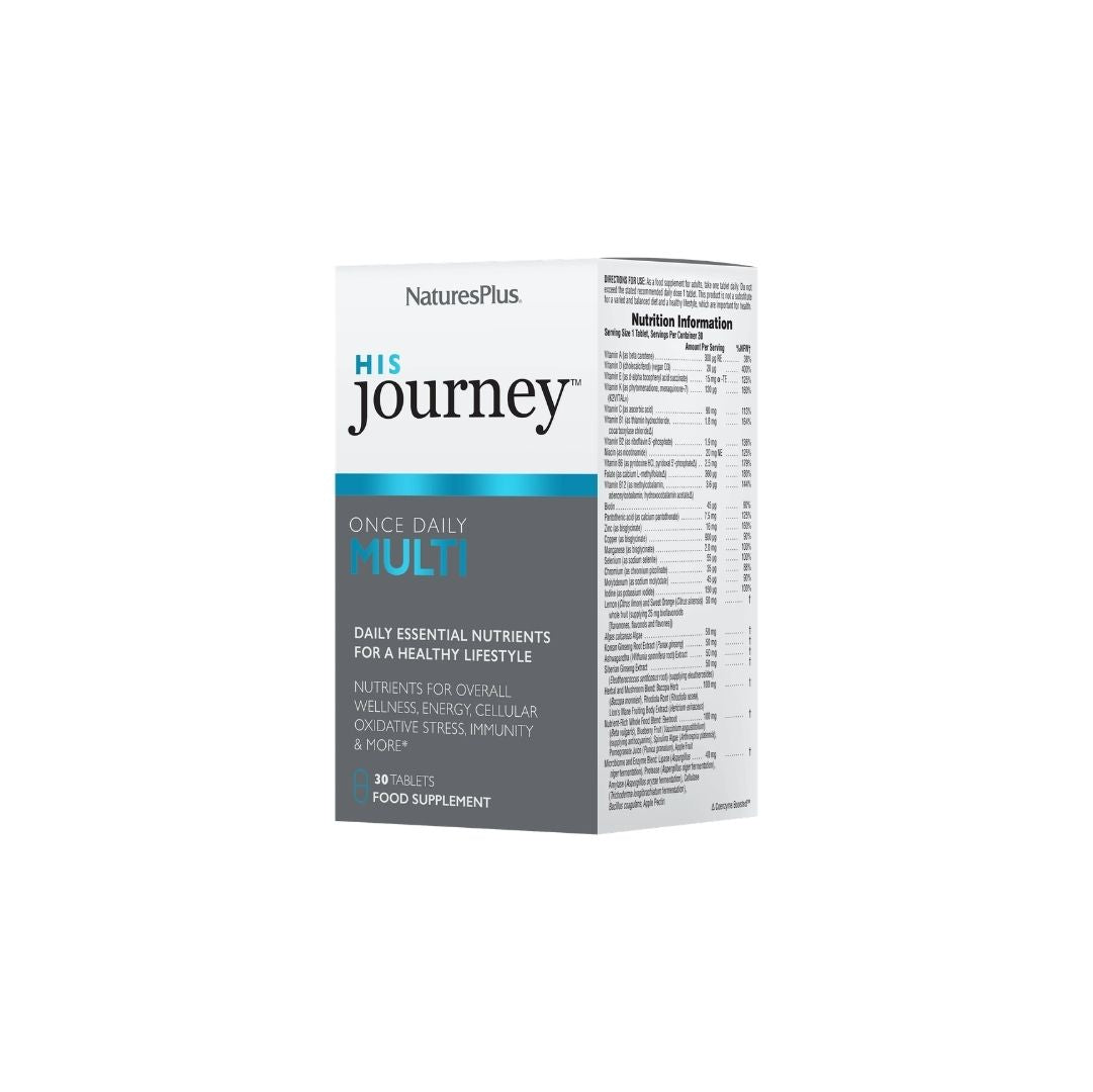 NaturesPlus His Journey Teen Multivitamin 30 Tablets box on a white background