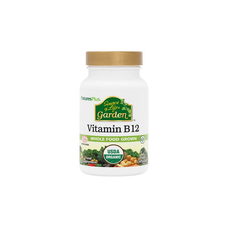 NaturesPlus Source of Life Garden Vitamin B12 60 Capsules container (front angle) on a white background