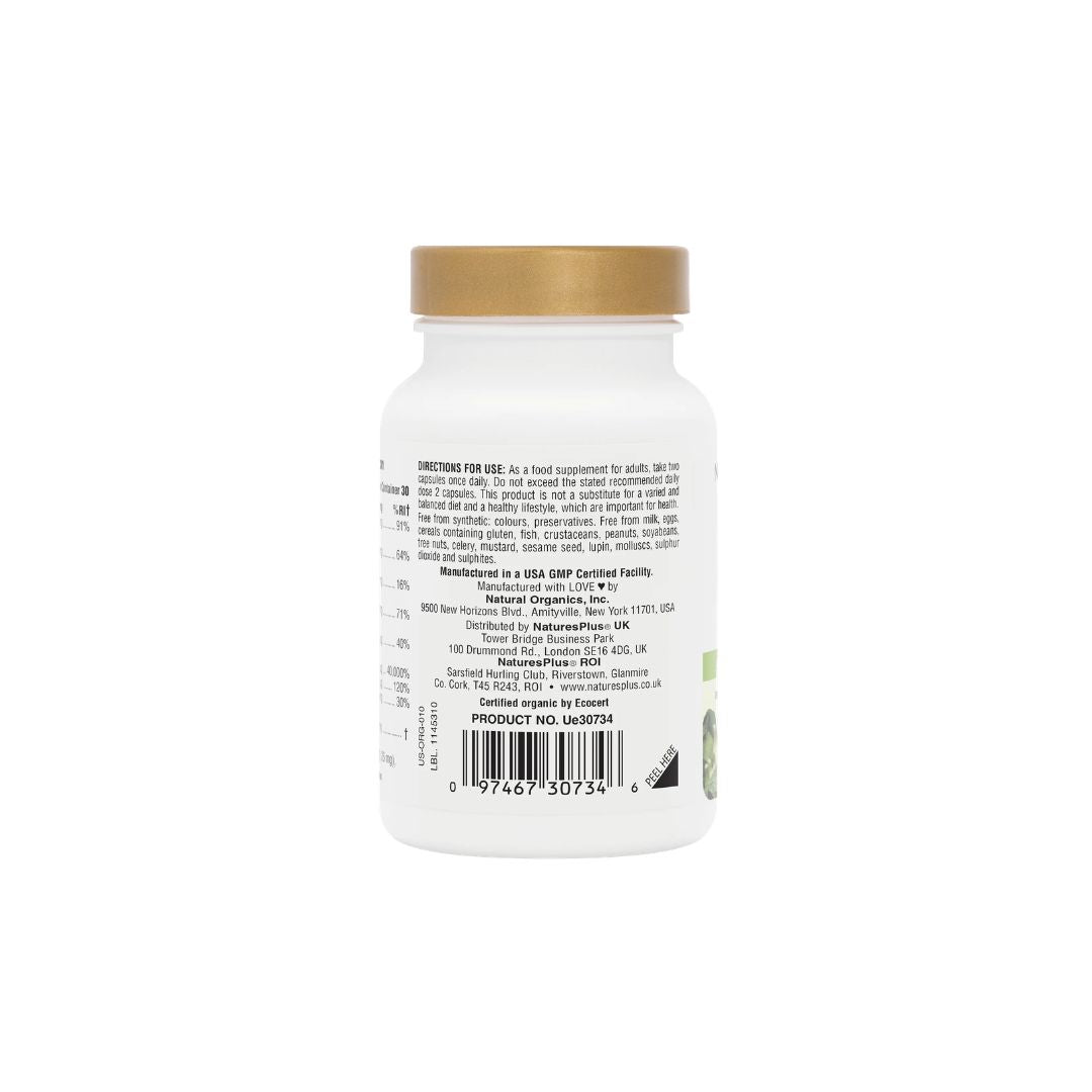 NaturesPlus Source of Life Garden Vitamin B12 60 Capsules container (side angle) on a white background