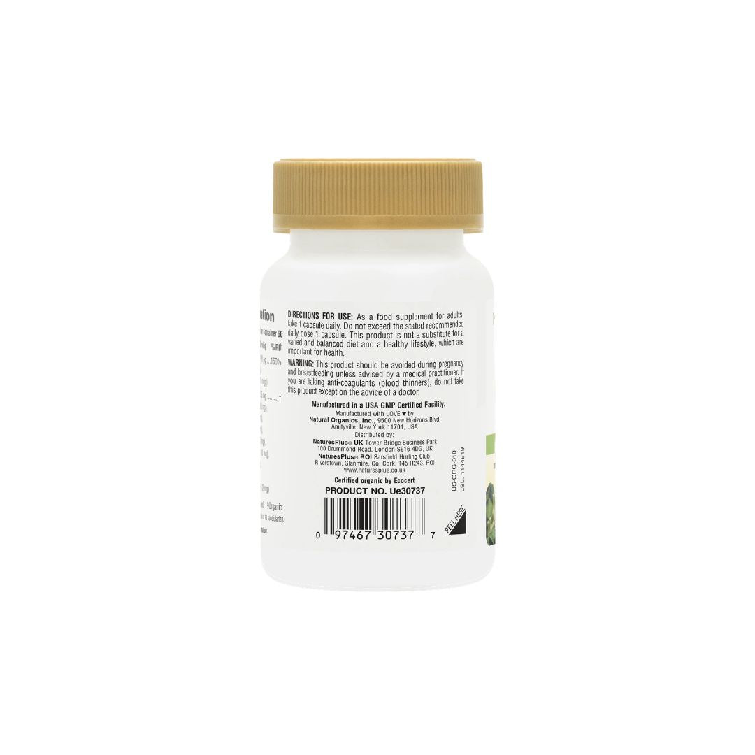 NaturesPlus Source of Life Garden Vitamin K2 60 Capsules container (side view) on a white background