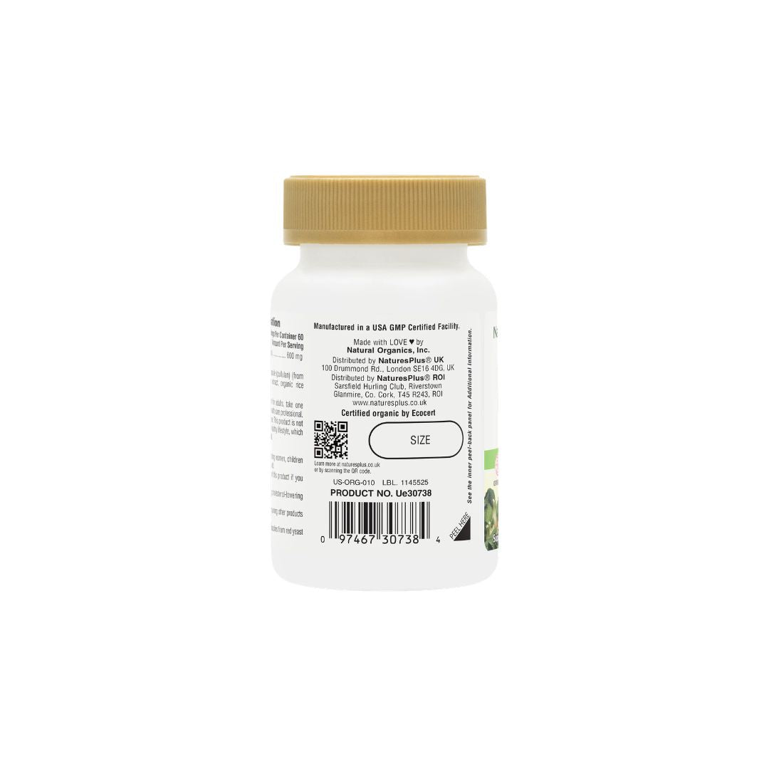 NaturesPlus Source of Life Garen Red Yeast Rice 60 Capsules container (rear angle) on a white background