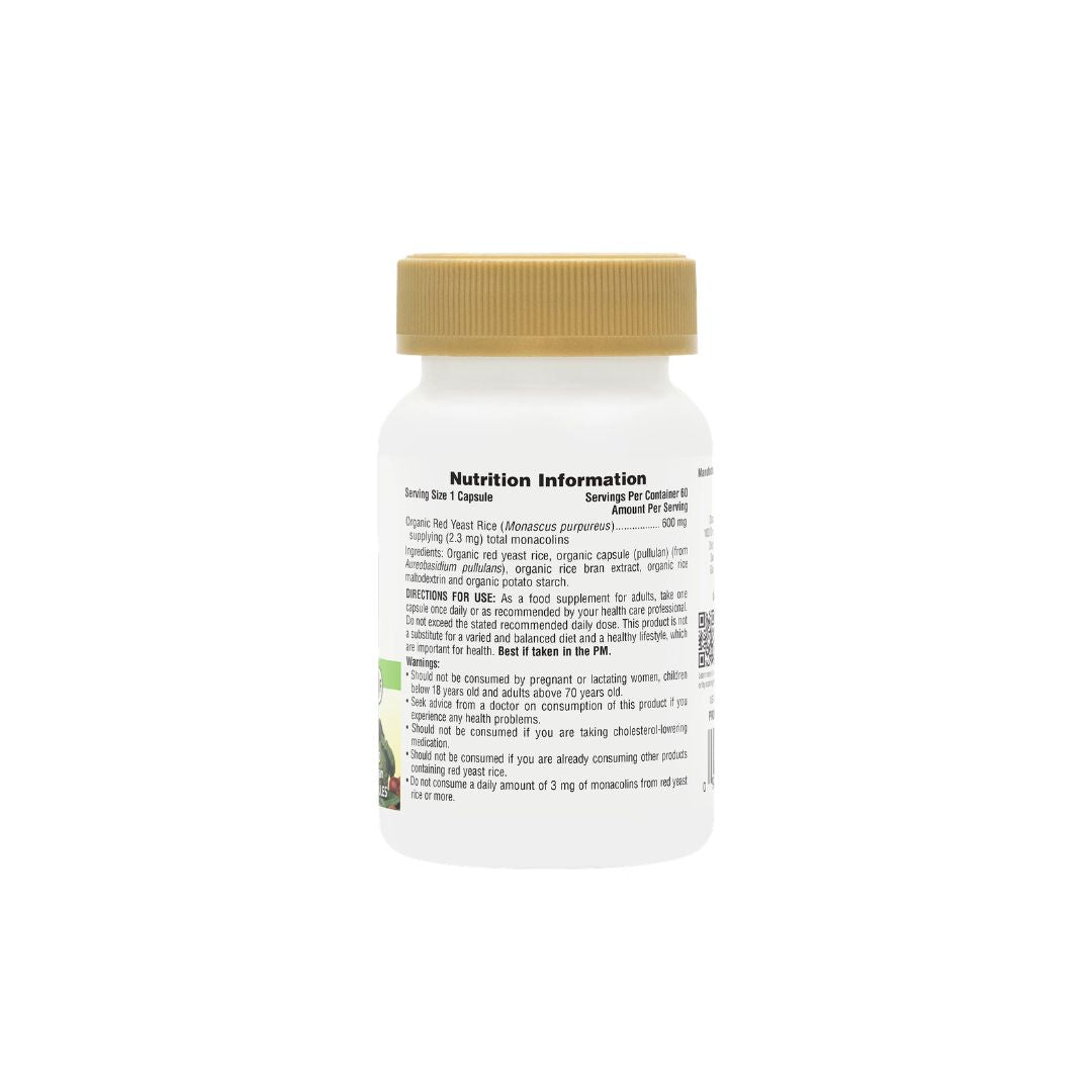 NaturesPlus Source of Life Garen Red Yeast Rice 60 Capsules container (ide view) on a white background