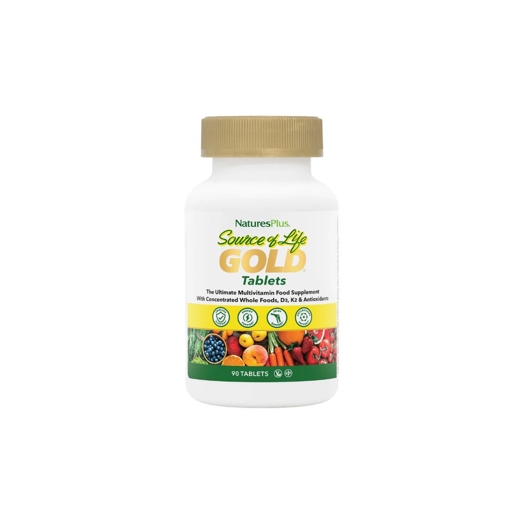 NaturesPlus Source of Life Gold 90 Tablets container (front view) on a white background