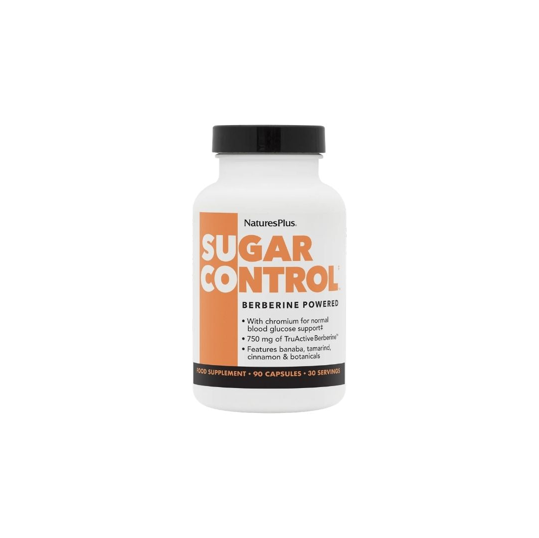 NaturesPlus Sugar Control Berberine 90 Capsules packaging on a white background