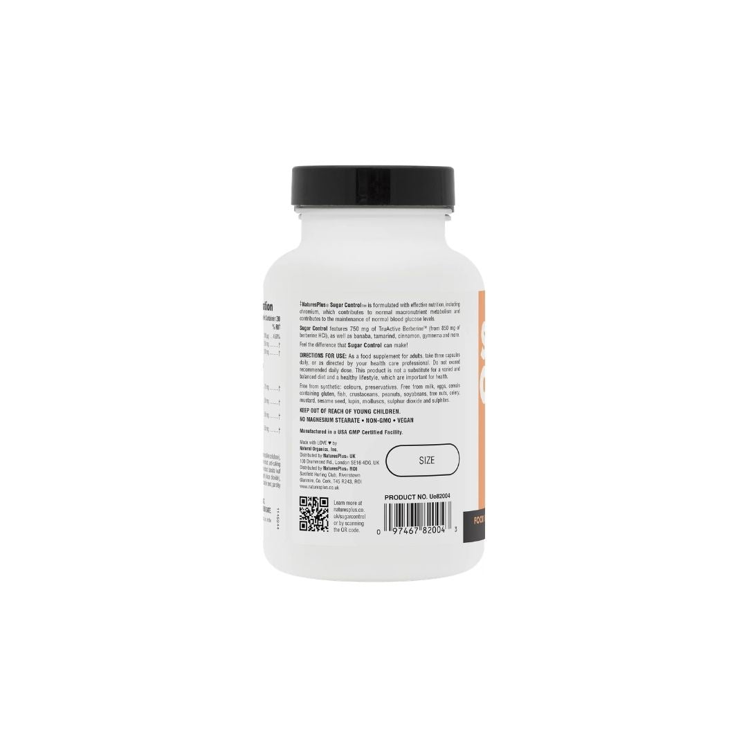 NaturesPlus Sugar Control Berberine 90 Capsules packaging (side angle) on a white background