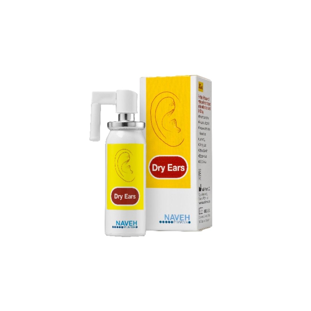 Naveh Dry Ears Spray 30ml packaging and bottle on a white background