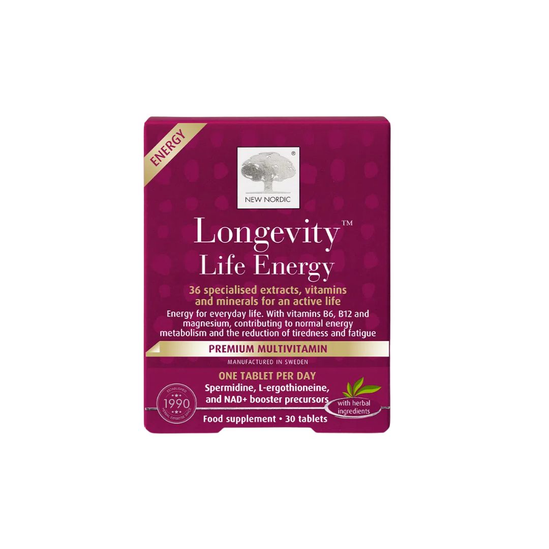 New Nordic Longevity Life Energy packaging on a white background