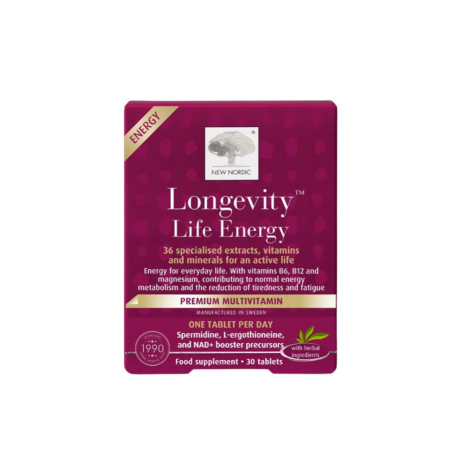 New Nordic Longevity Life Energy packaging on a white background