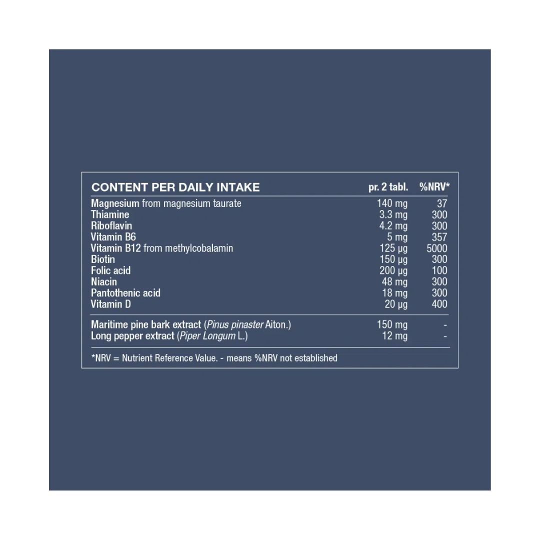 New Nordic Magic Magnesium Taurate nutritional information graphic