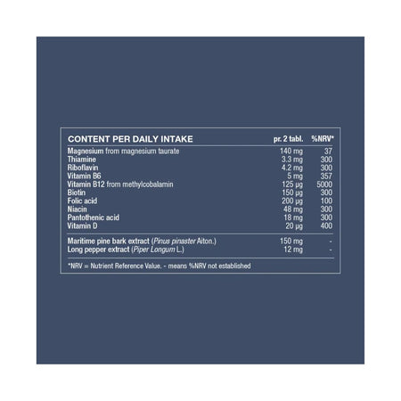 New Nordic Magic Magnesium Taurate nutritional information graphic