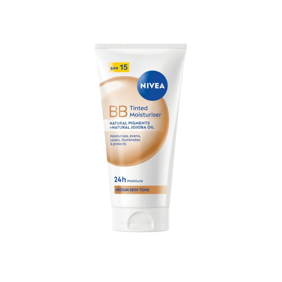 NIVEA BB Medium Tinted Moisturiser container on a white background