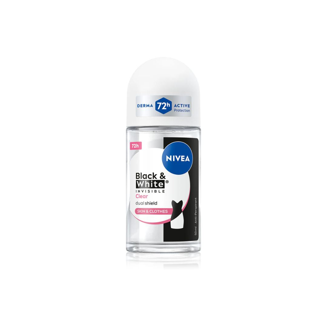 Nivea Black & White Roll-On Anti-Perspirant container on a white background