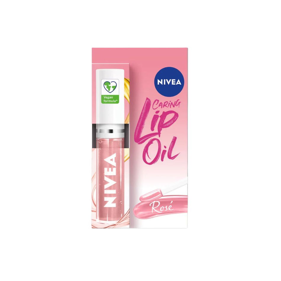 NIVEA Caring Lip Oil – Rose 5.5ml packaging on a white background