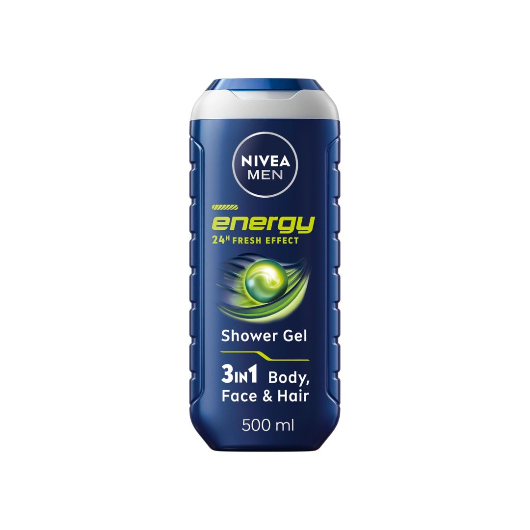 NIVEA Men Energy 3-in-1 Shower Gel 500ml container on a white background