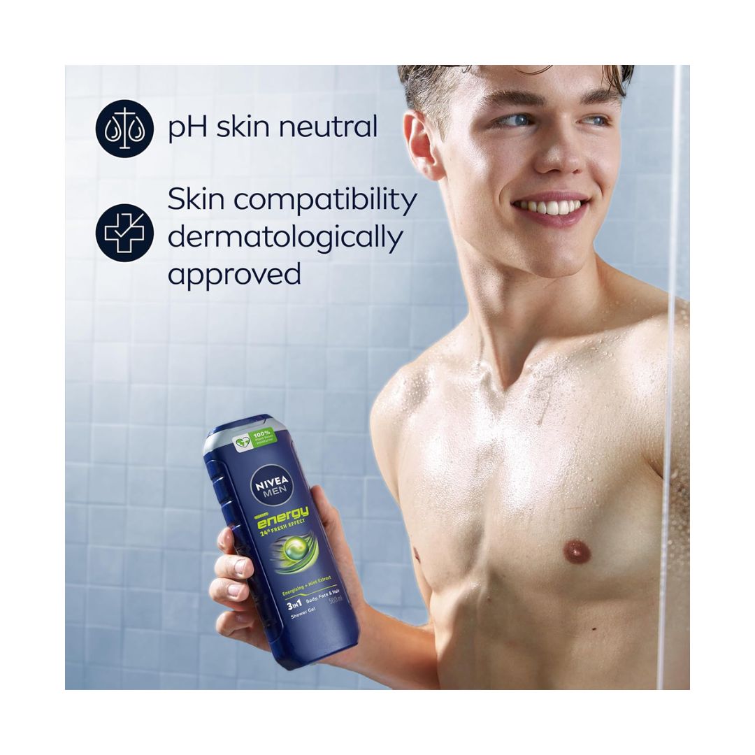 NIVEA Men Energy 3-in-1 Shower Gel 500ml 