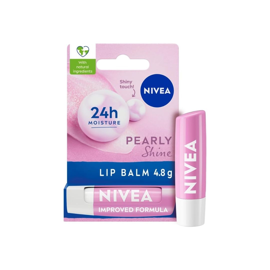 Nivea Pearly Shine Lip Balm  on a white background