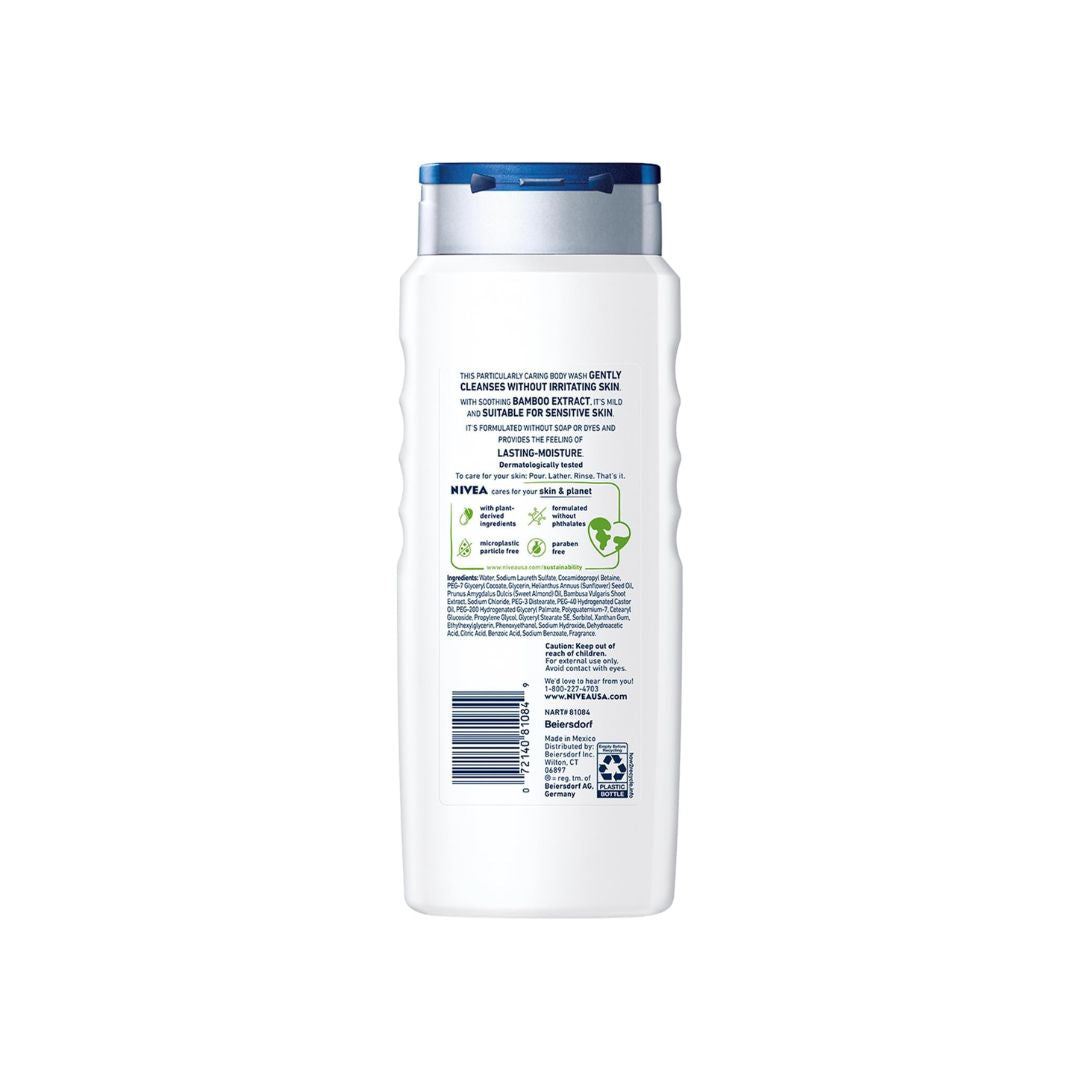 NIVEA Men Sensitive Shower Gel 500ml container (rear angle) on a white background