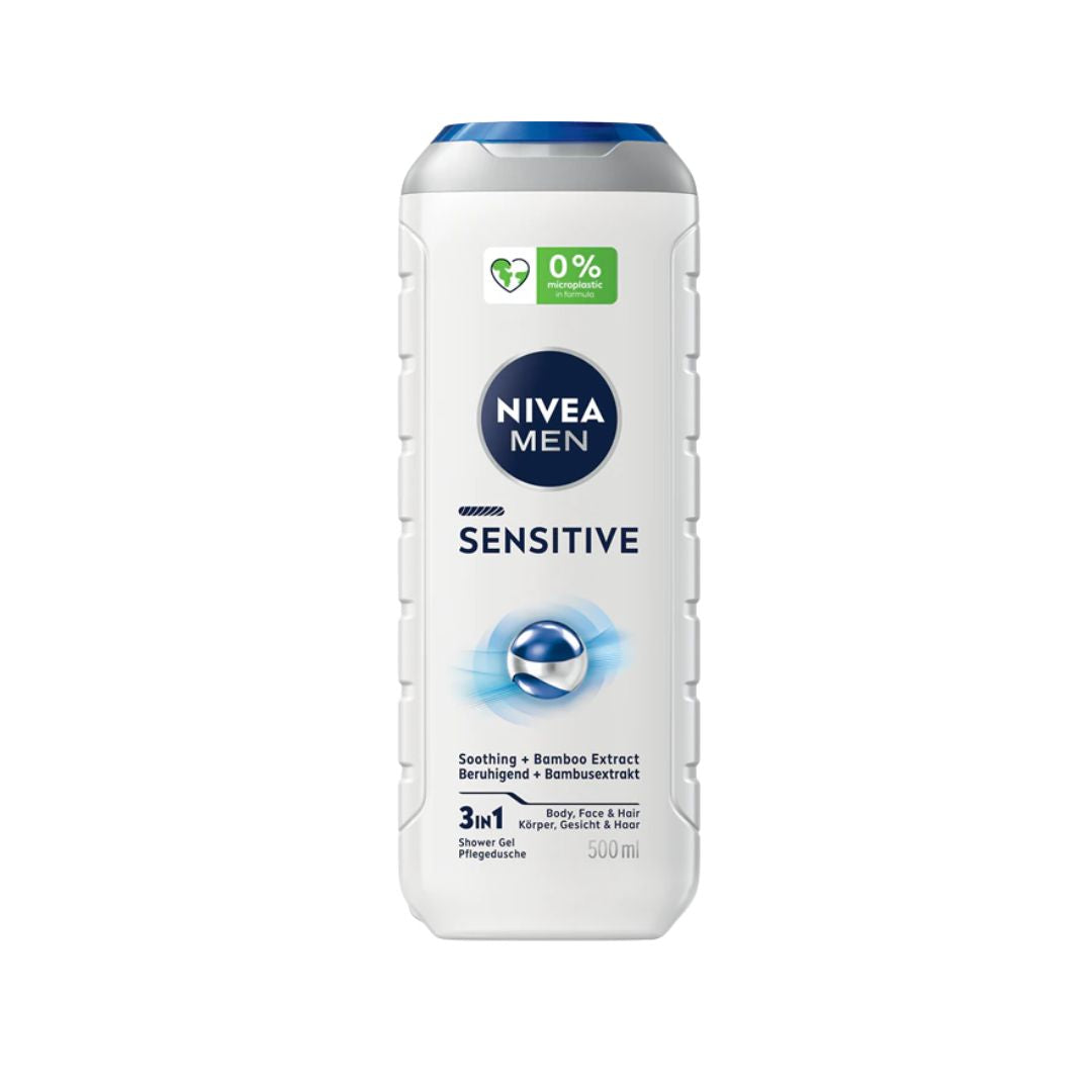 NIVEA Men Sensitive Shower Gel 500ml container on a white background