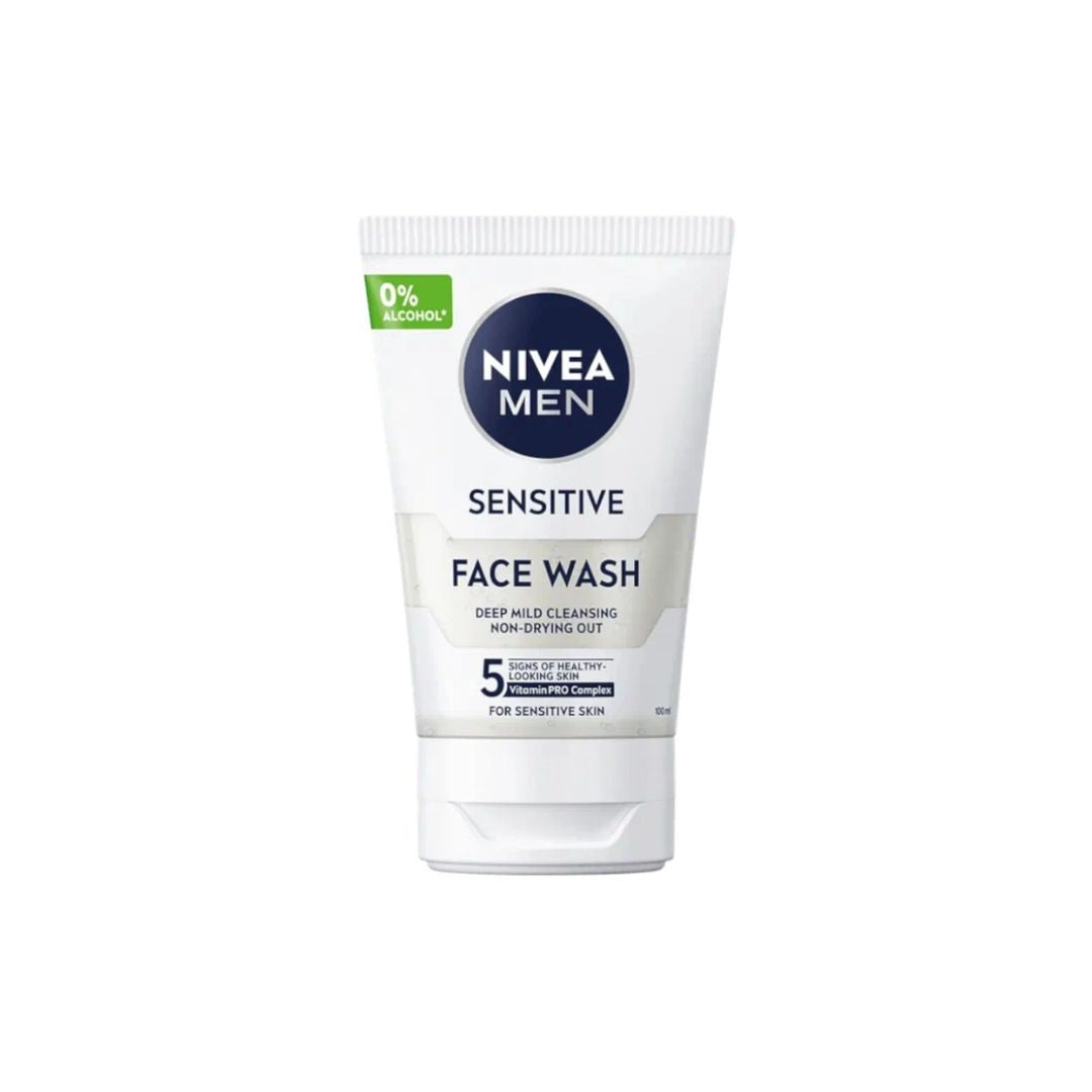 NIVEA MEN Sensitive Face Wash 100ml container on a white background