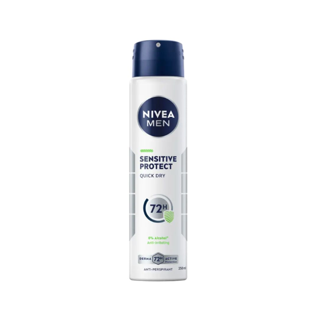 NIVEA Men Sensitive Protect Anti-Perspirant Spray 250ml container on a white background