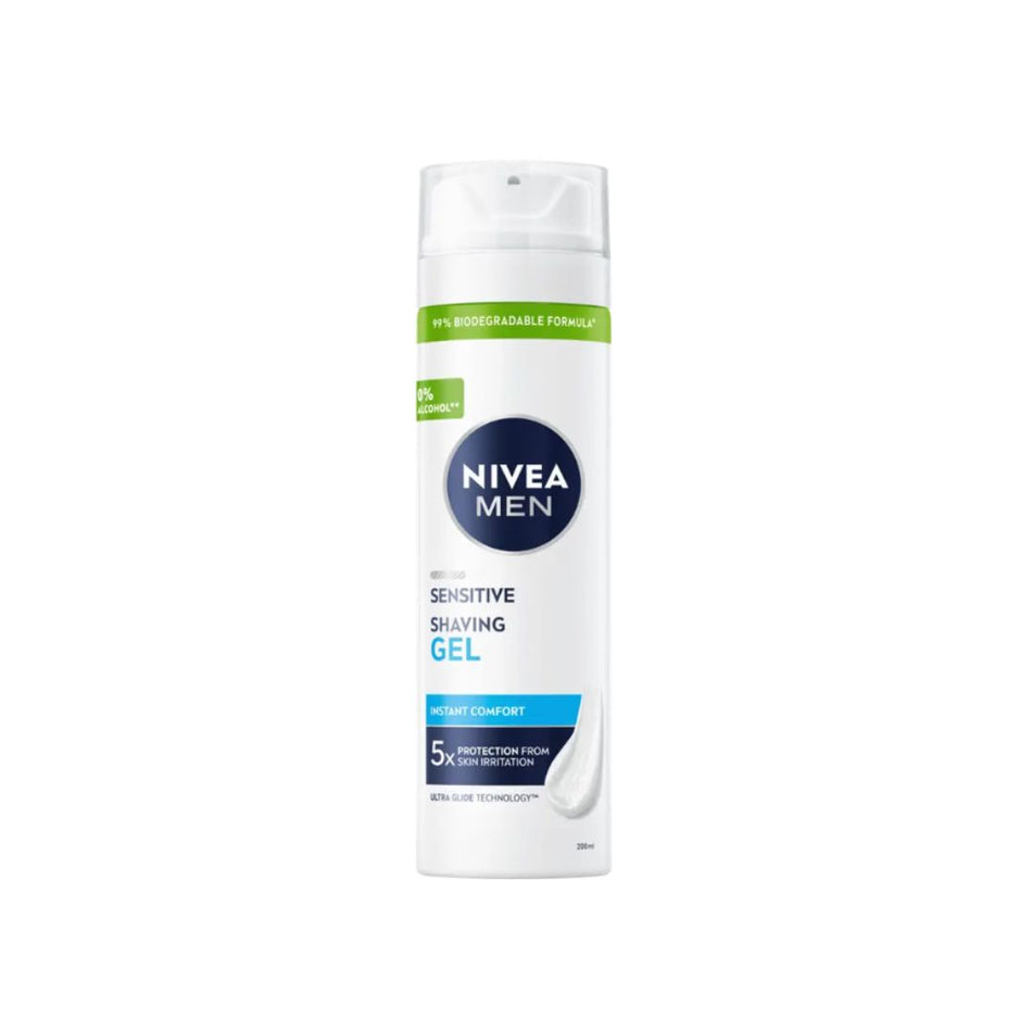 NIVEA Men Sensitive Shaving Gel 200ml container on a white background
