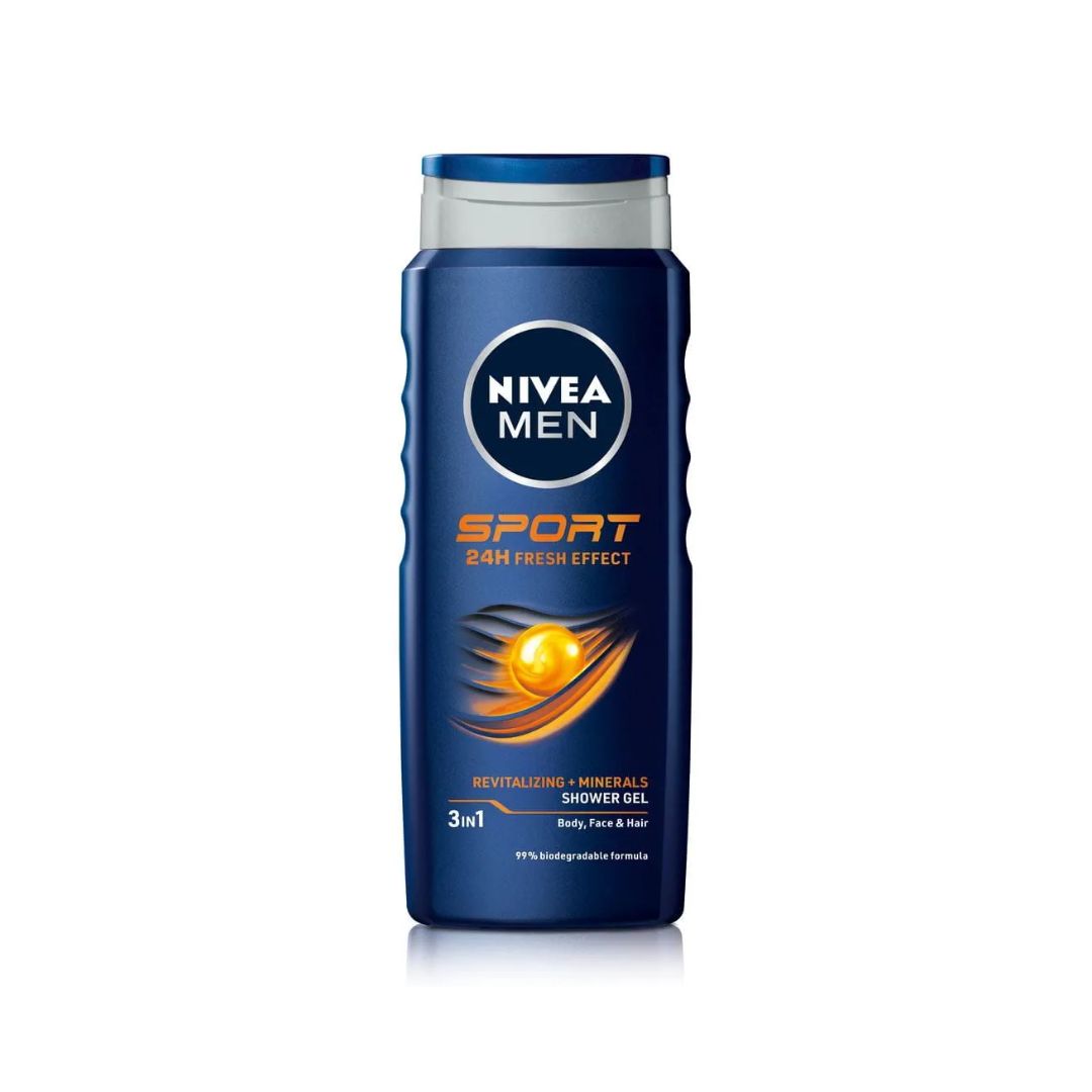 NIVEA MEN Sport 3-in-1 Shower Gel 500ml container on a white background