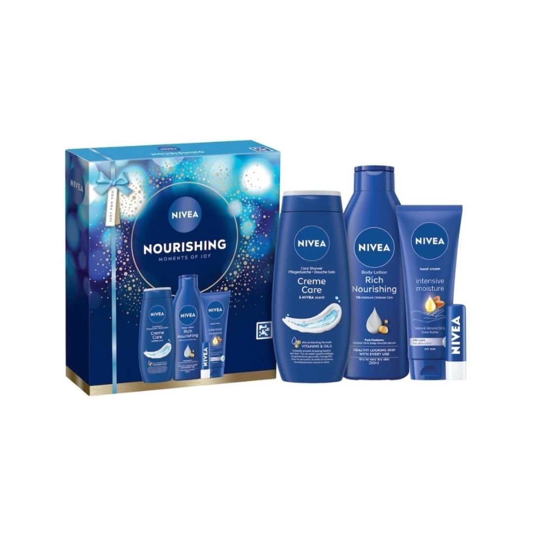 Nivea Nourishing Moments Of Joy Giftset with contents on a white background