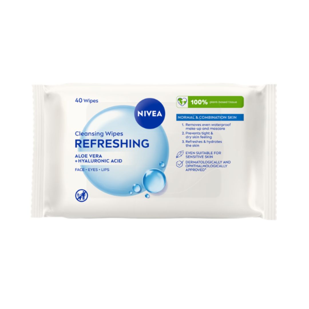Nivea Refreshing Cleansing Face Wipes packaging on a white background