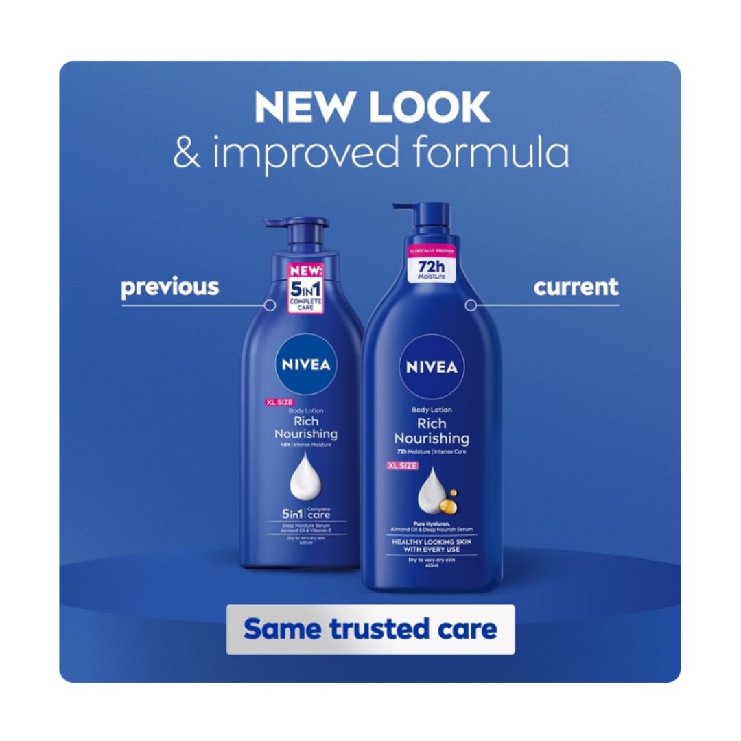 Nivea Rich Nourishing Body Lotion 625ml 'New Look' graphic