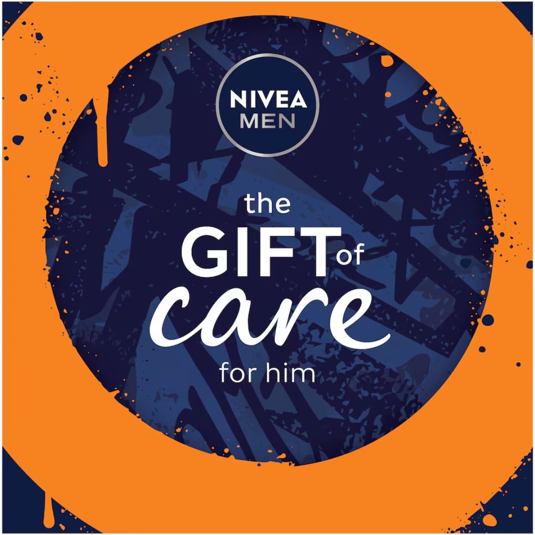 Nivea Men Take Full Control Giftset 'the GIFT of care for him' orange and navy graphic