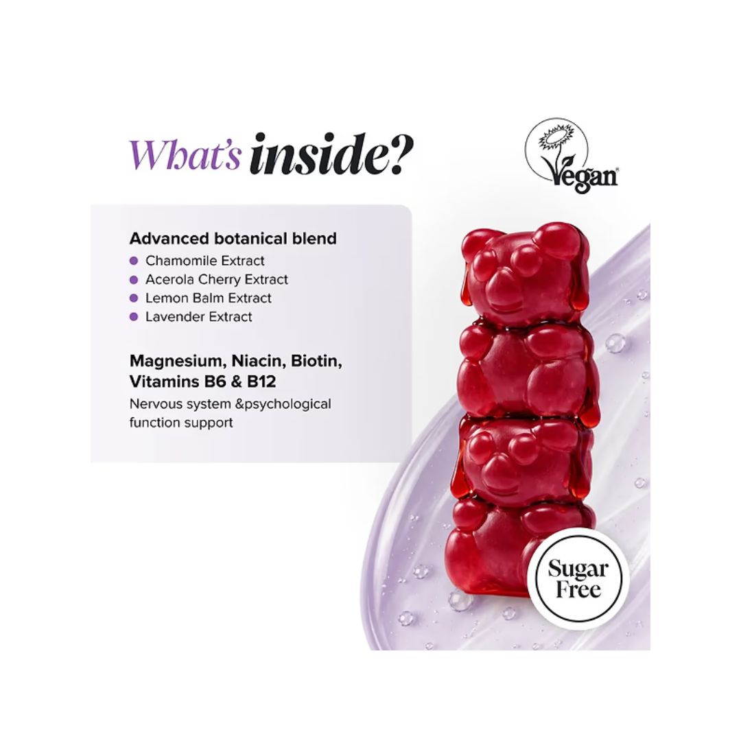 Novomins Kids Night-Time Raspberry Gummies ingredient information graphic 