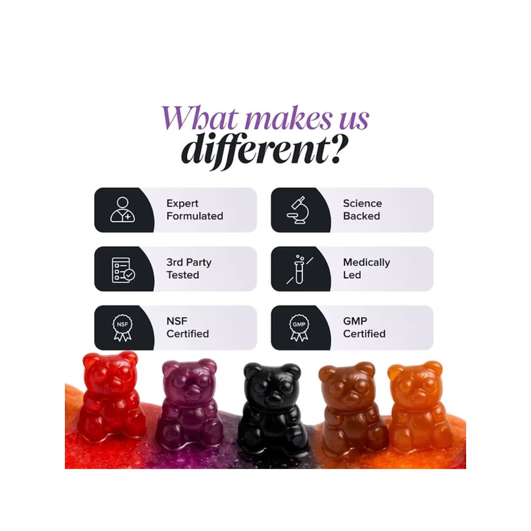 Novomins Kids Night-Time Raspberry Gummies - Novomins company information key points graphic
