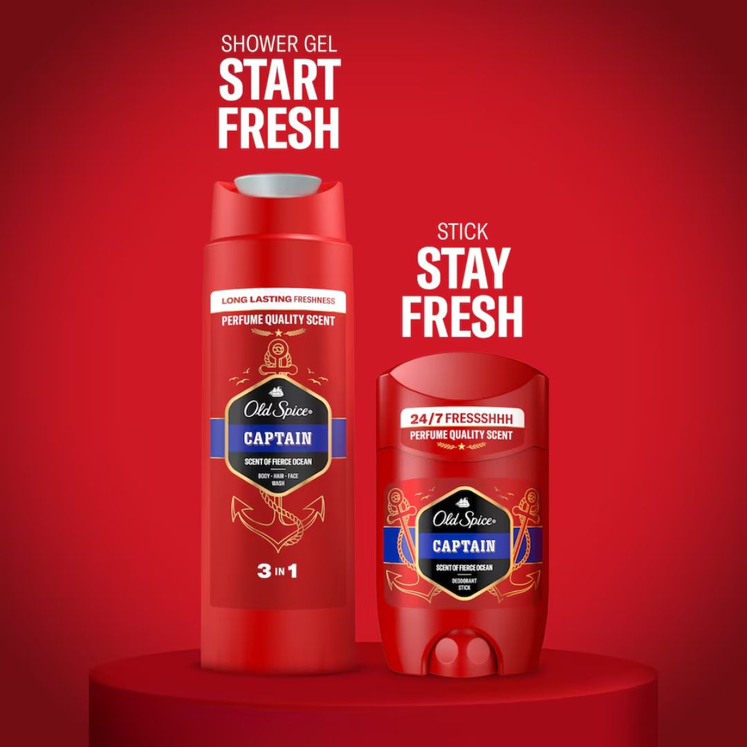 Old Spice Captain Duo Giftset on a red background