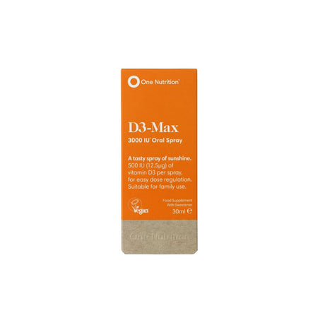 One Nutrition D3-Max 3000IU Vitamin D Oral Spray packaging (front angle) on a white background