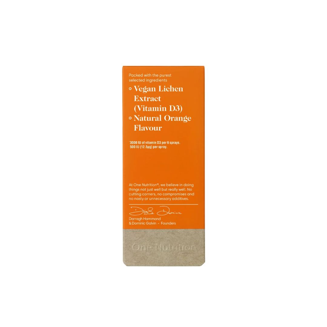 One Nutrition D3-Max 3000IU Vitamin D Oral Spray packaging (side angle) on a white background