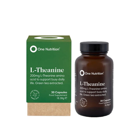 One Nutrition L-Theanine 30 Capsules container and packaging on a white background