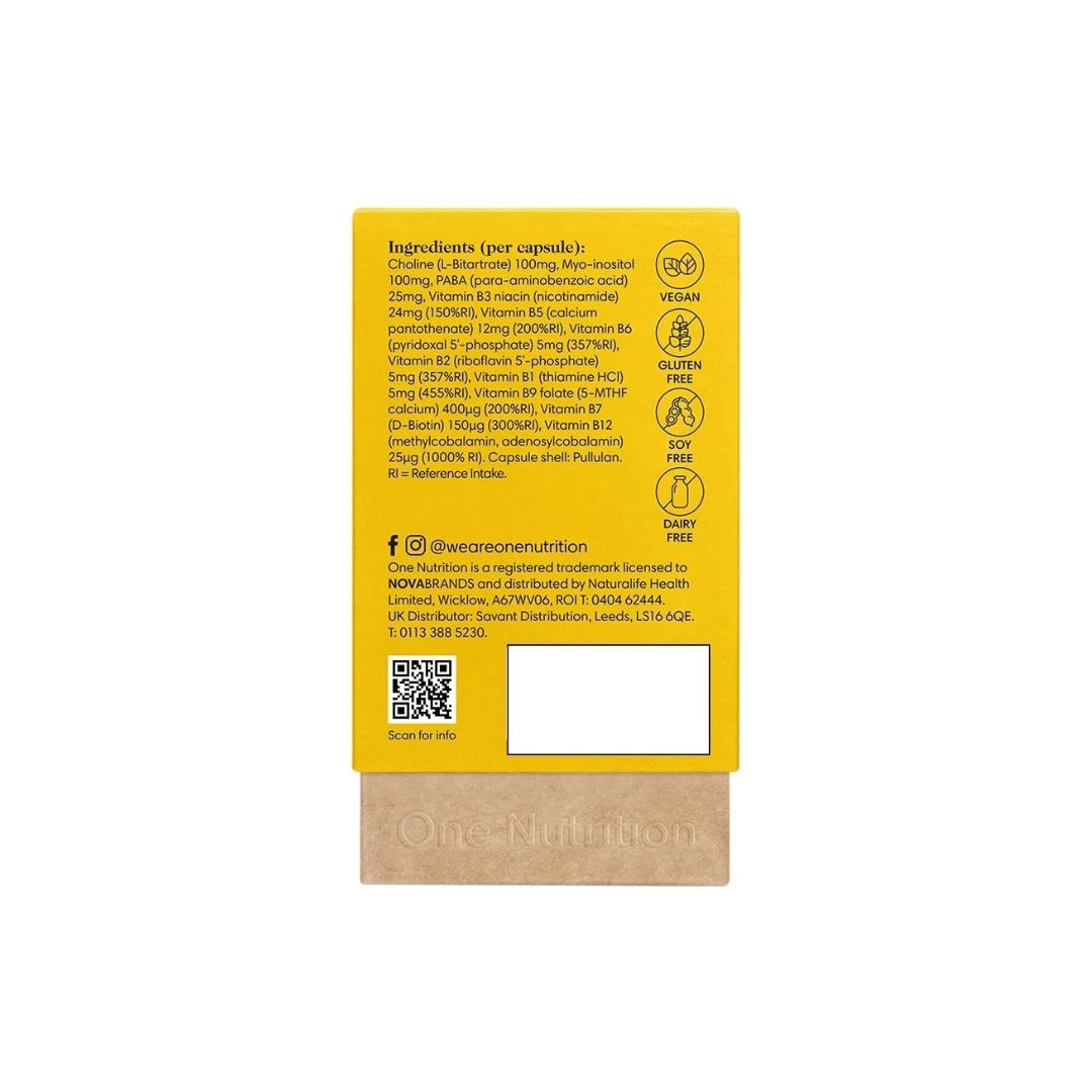One Nutrition B-Complex 60 Capsules packaging (rear angle) on a white background