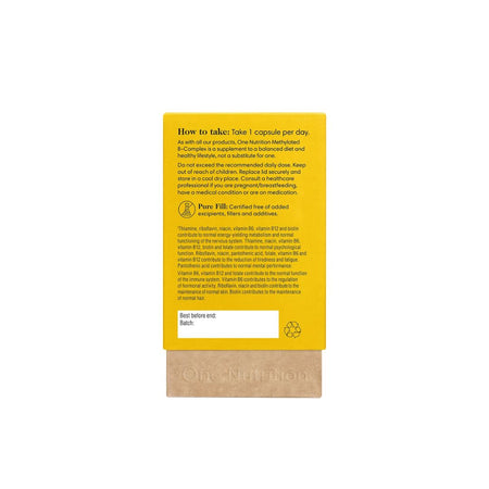One Nutrition B-Complex 60 Capsules packaging (side angle) on a white background