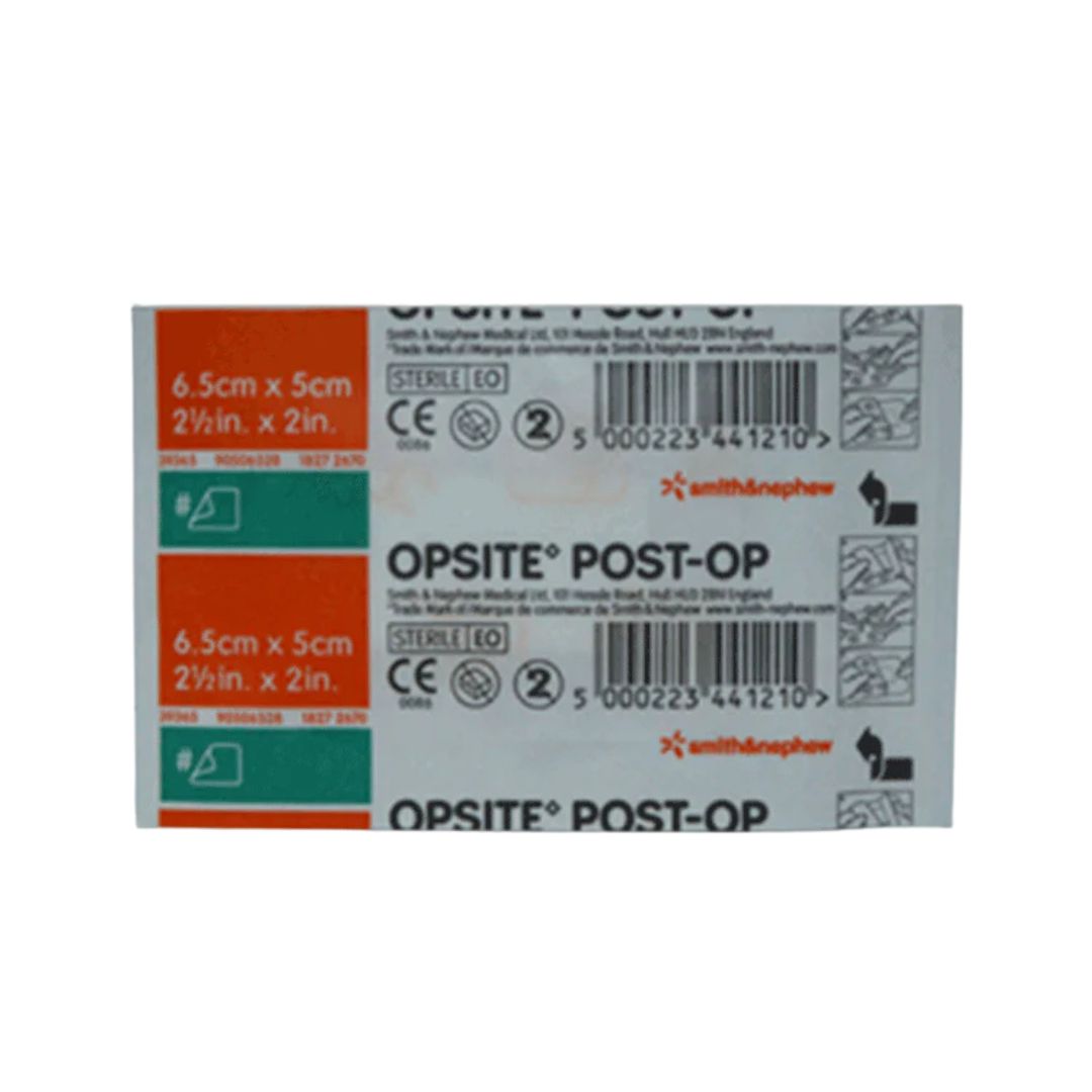 Opsite Post-Op bandage packaging with Smith & Nephew branding on a white background